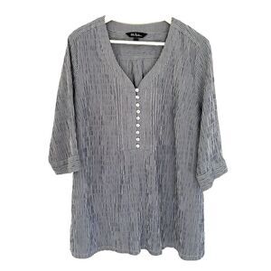 Ulla Popken Top Size 20 22 Striped Button Front Blue White Stripe Blouse Shirt